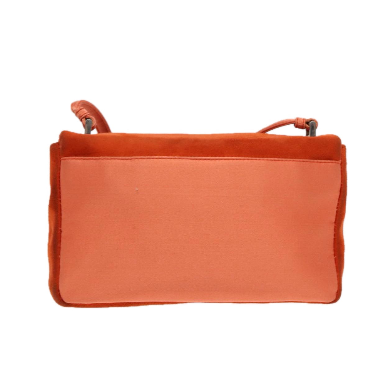 PRADA Shoulder Bag Suede Orange Silver Auth 87356