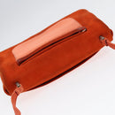 PRADA Shoulder Bag Suede Orange Silver Auth 87356-6