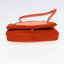 PRADA Shoulder Bag Suede Orange Silver Auth 87356-5