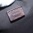 FENDI FILA Collaboration Clutch Bag Leather Beige Gold Auth 87366-16