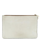 FENDI FILA Collaboration Clutch Bag Leather Beige Gold Auth 87366-19