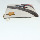 FENDI FILA Collaboration Clutch Bag Leather Beige Gold Auth 87366-3