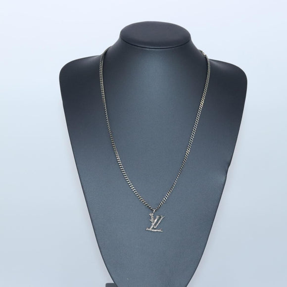 LOUIS VUITTON LV Wood Necklace metal Dark Silver MP2818 LV Auth 87375