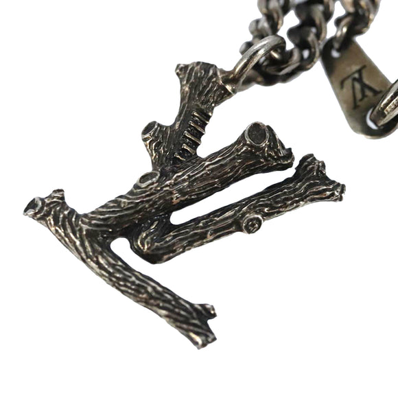 LOUIS VUITTON LV Wood Necklace metal Dark Silver MP2818 LV Auth 87375