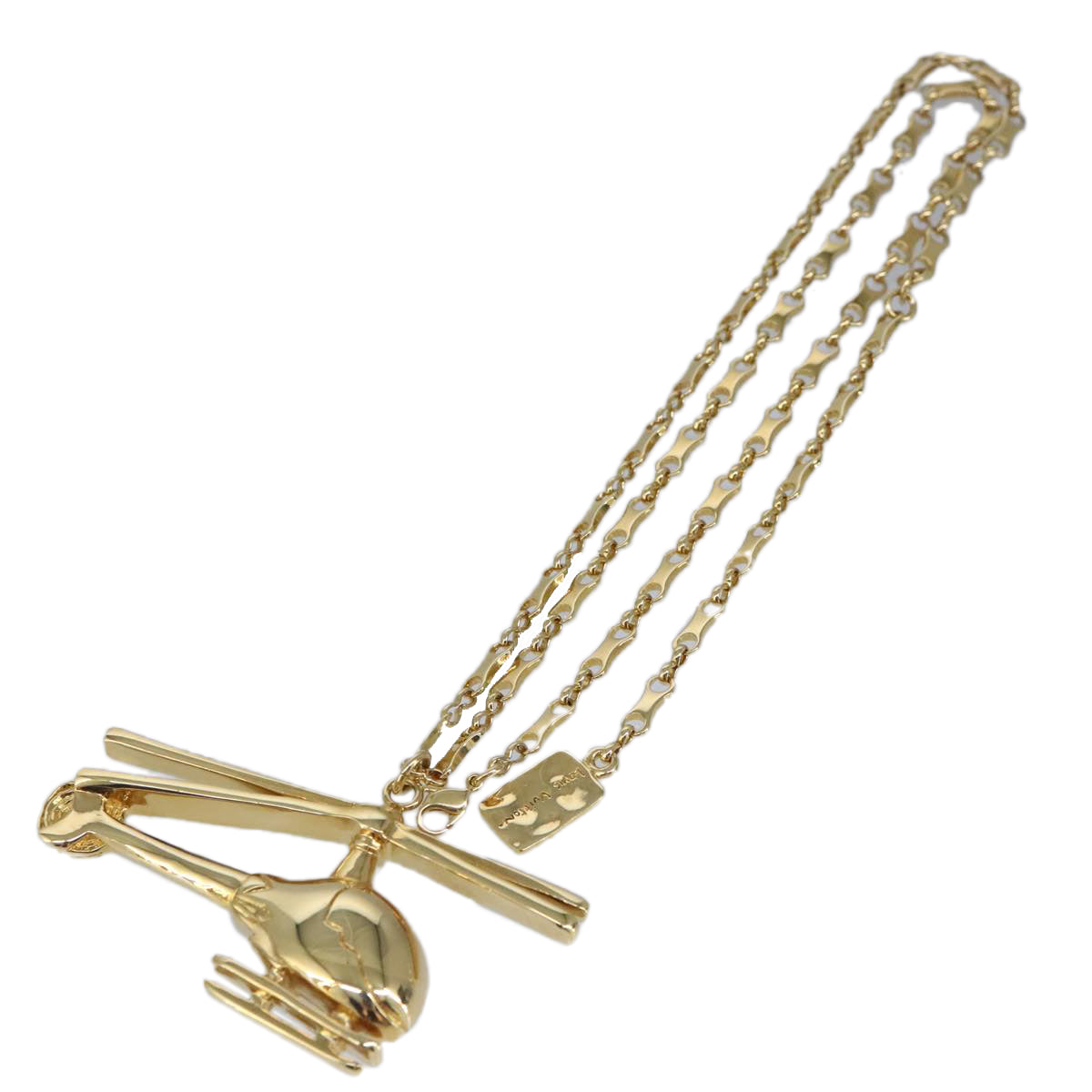 LOUIS VUITTON Helicopter Chain Necklace metal Gold MP0329 LV Auth 87376