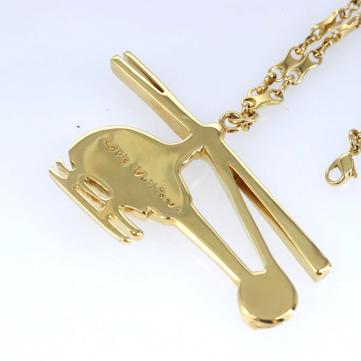 LOUIS VUITTON Helicopter Chain Necklace metal Gold MP0329 LV Auth 87376