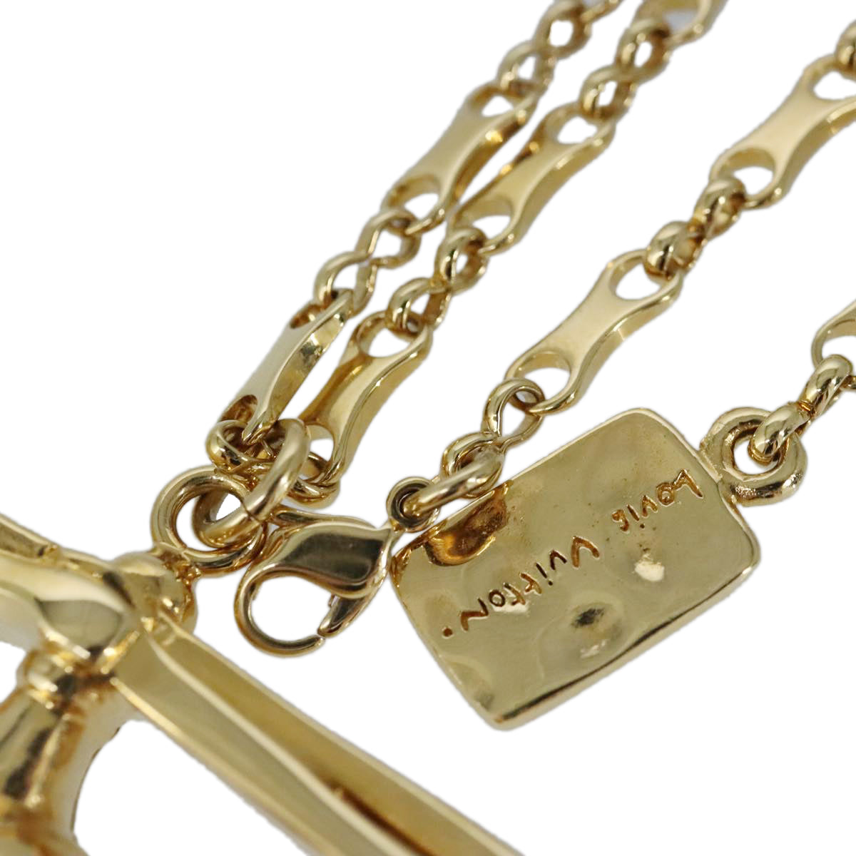 LOUIS VUITTON Helicopter Chain Necklace metal Gold MP0329 LV Auth 87376