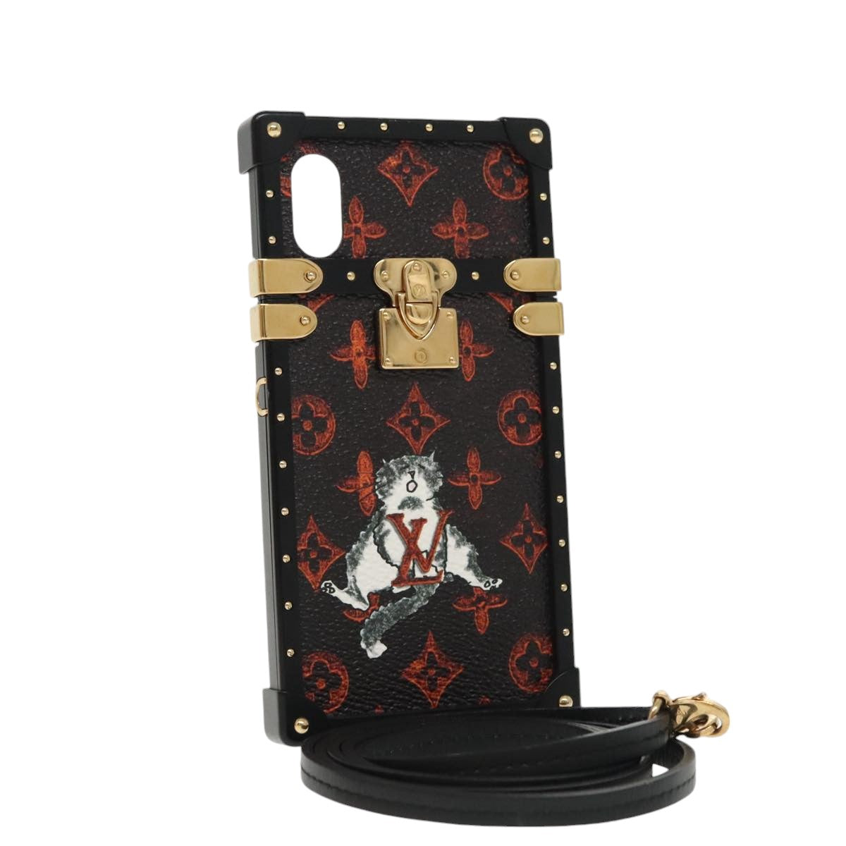 LOUIS VUITTON Transformed Monogram Cat iphone X Eye Trunk M63891 LV Auth 87378