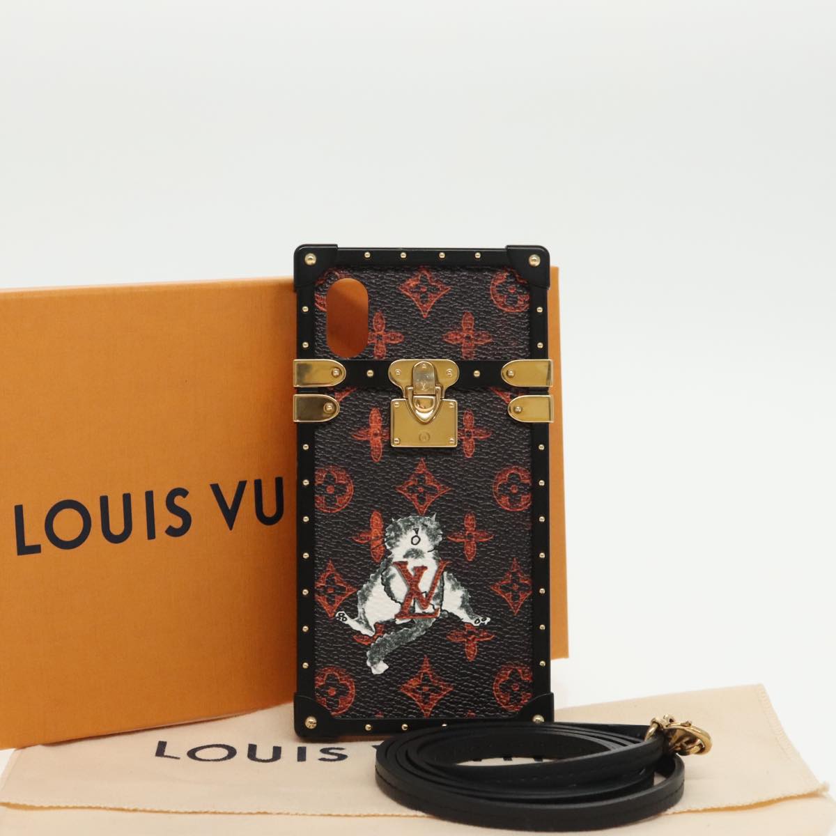 LOUIS VUITTON Transformed Monogram Cat iphone X Eye Trunk M63891 LV Auth 87378