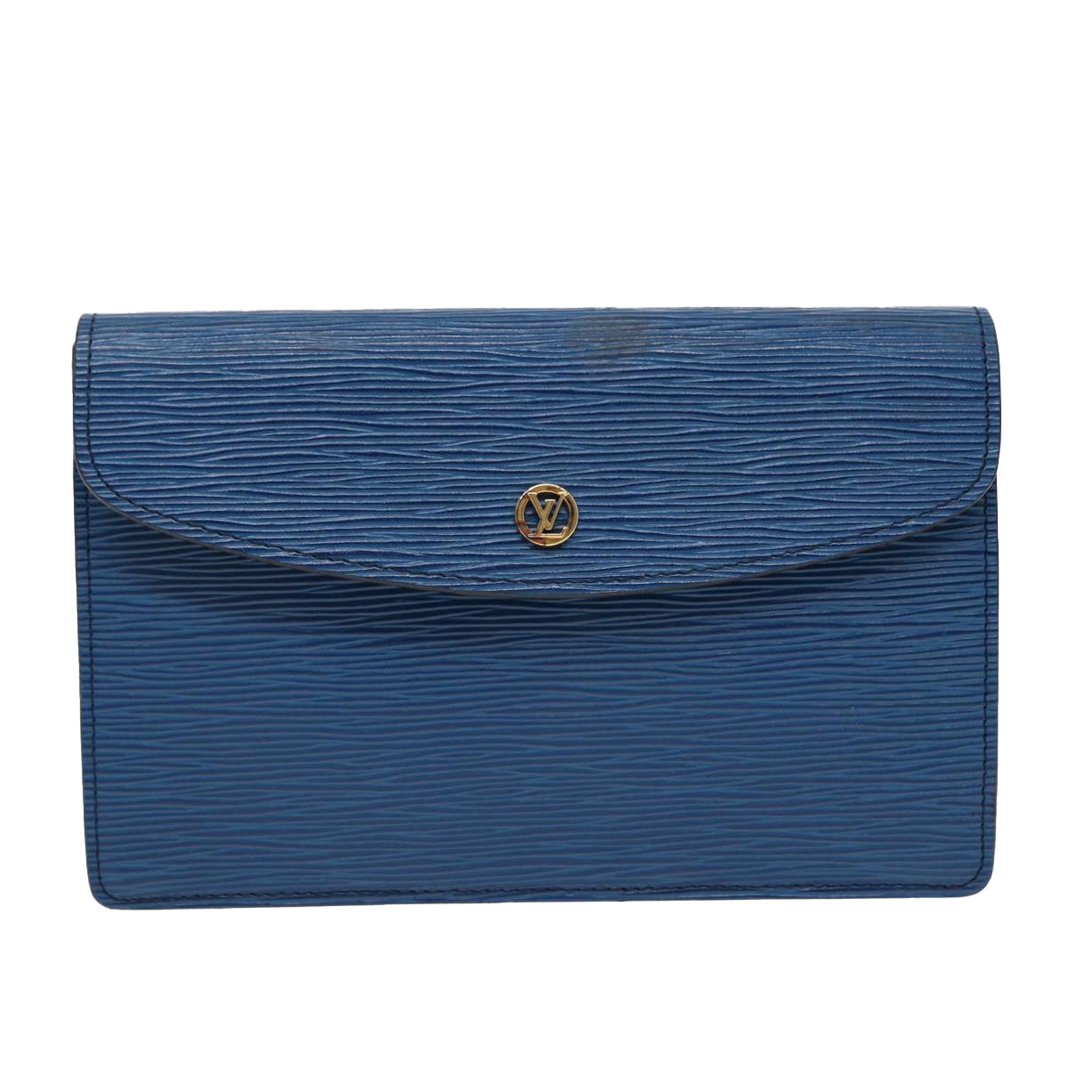 LOUIS VUITTON Epi Montaigne 23 Clutch Bag Blue M52665 LV Auth 87392