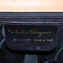 Salvatore Ferragamo Gancini Chain Shoulder Bag Leather Black Gold Auth 87396-12