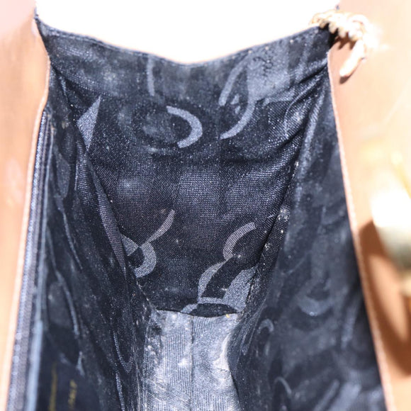 Salvatore Ferragamo Gancini Chain Shoulder Bag Leather Black Gold Auth 87396