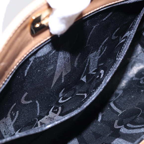 Salvatore Ferragamo Gancini Chain Shoulder Bag Leather Black Gold Auth 87396