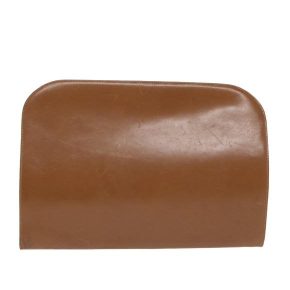 Salvatore Ferragamo Gancini Chain Shoulder Bag Leather Black Gold Auth 87396