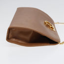 Salvatore Ferragamo Gancini Chain Shoulder Bag Leather Black Gold Auth 87396-3