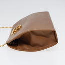 Salvatore Ferragamo Gancini Chain Shoulder Bag Leather Black Gold Auth 87396-4