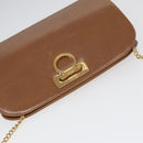 Salvatore Ferragamo Gancini Chain Shoulder Bag Leather Black Gold Auth 87396-6