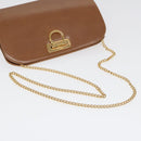 Salvatore Ferragamo Gancini Chain Shoulder Bag Leather Black Gold Auth 87396-7