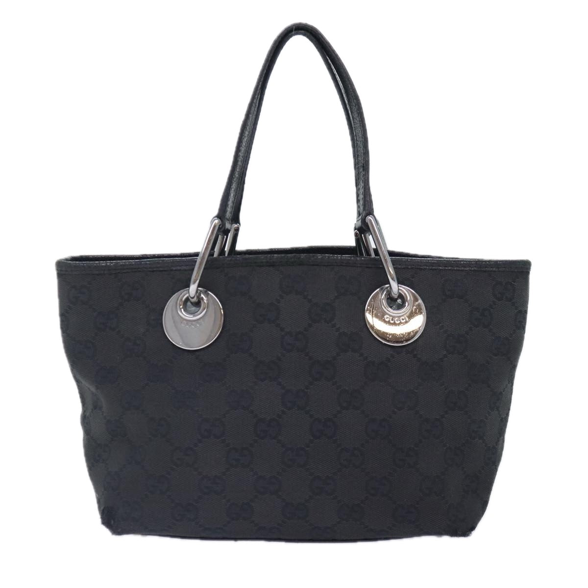 GUCCI GG Canvas Hand Bag Black Silver 120844 Auth 87404 - 0