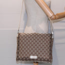 GUCCI GG Canvas Shoulder Bag Beige Silver 146236 Auth 87424-22
