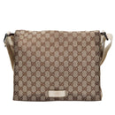 GUCCI GG Canvas Shoulder Bag Beige Silver 146236 Auth 87424-13