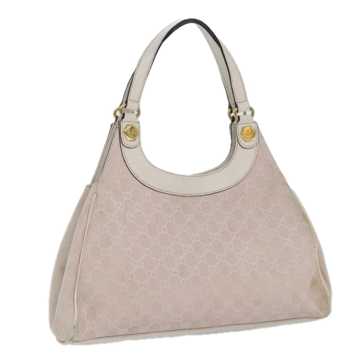 GUCCI GG Canvas Shoulder Bag Pink Gold 154981 Auth 87427