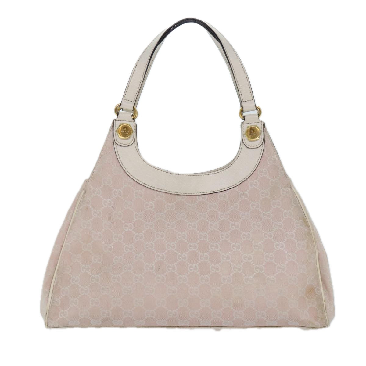 GUCCI GG Canvas Shoulder Bag Pink Gold 154981 Auth 87427