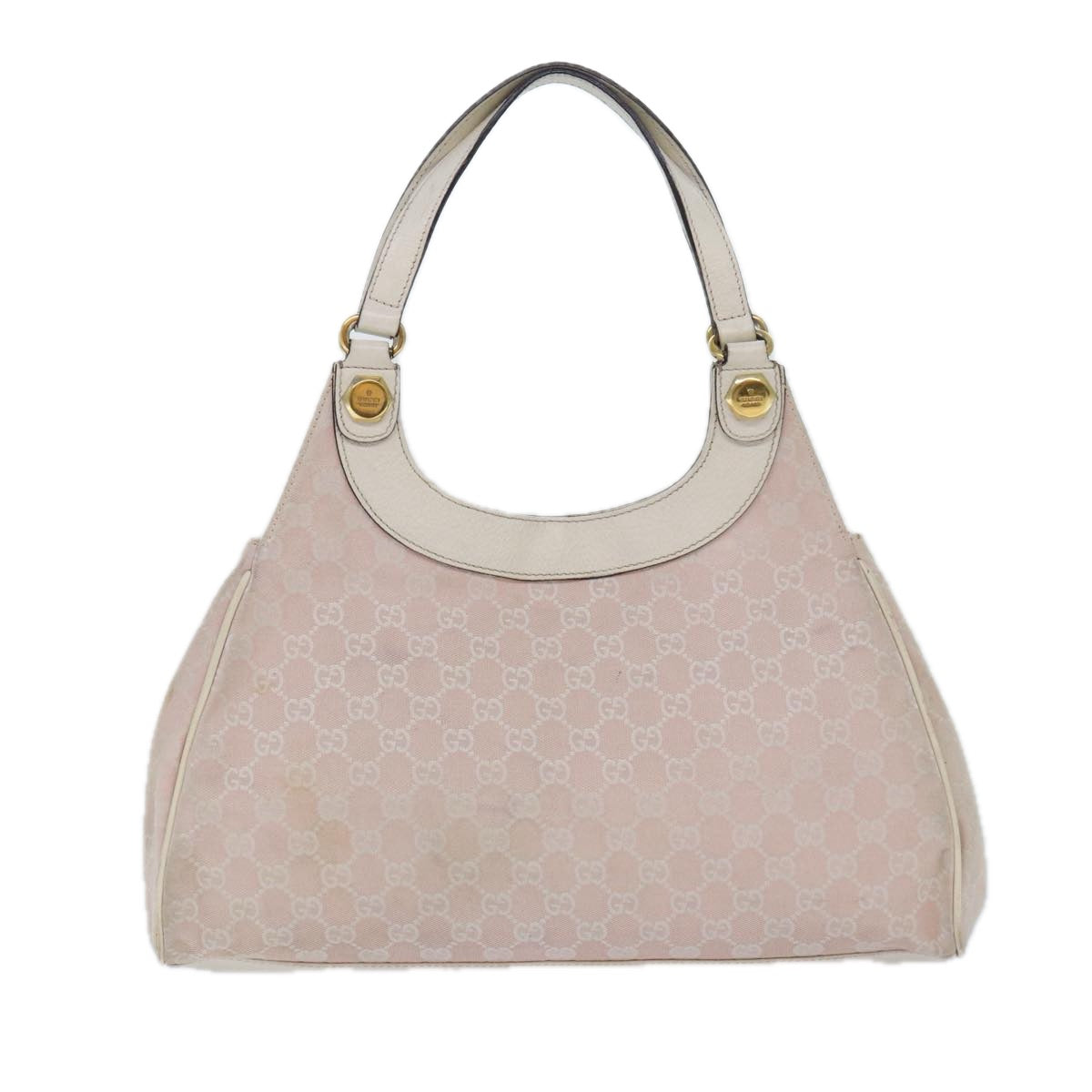 GUCCI GG Canvas Shoulder Bag Pink Gold 154981 Auth 87427