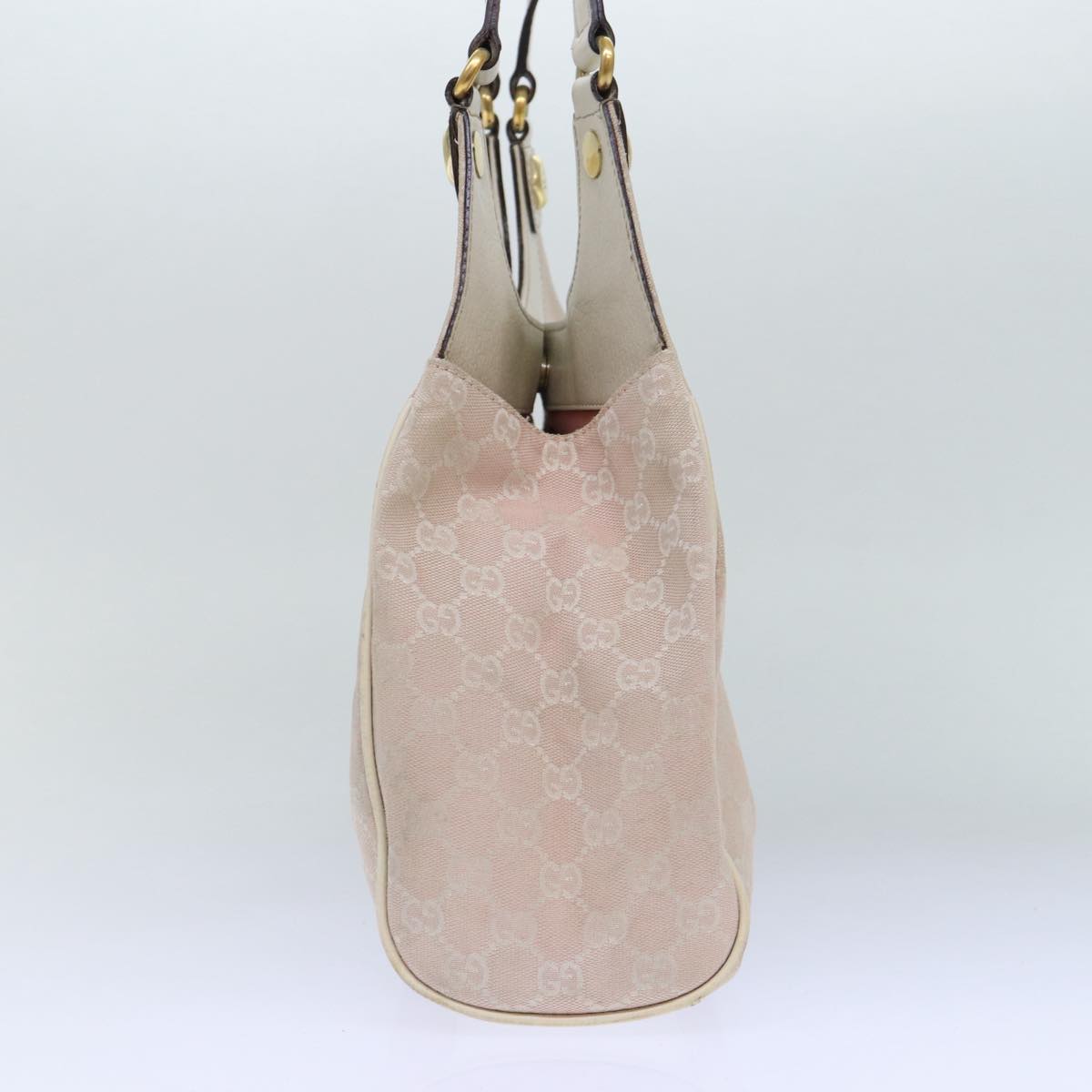 GUCCI GG Canvas Shoulder Bag Pink Gold 154981 Auth 87427