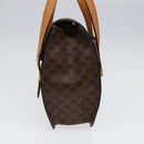 CELINE Macadam Canvas Hand Bag PVC Leather Brown Gold Auth 87429-3