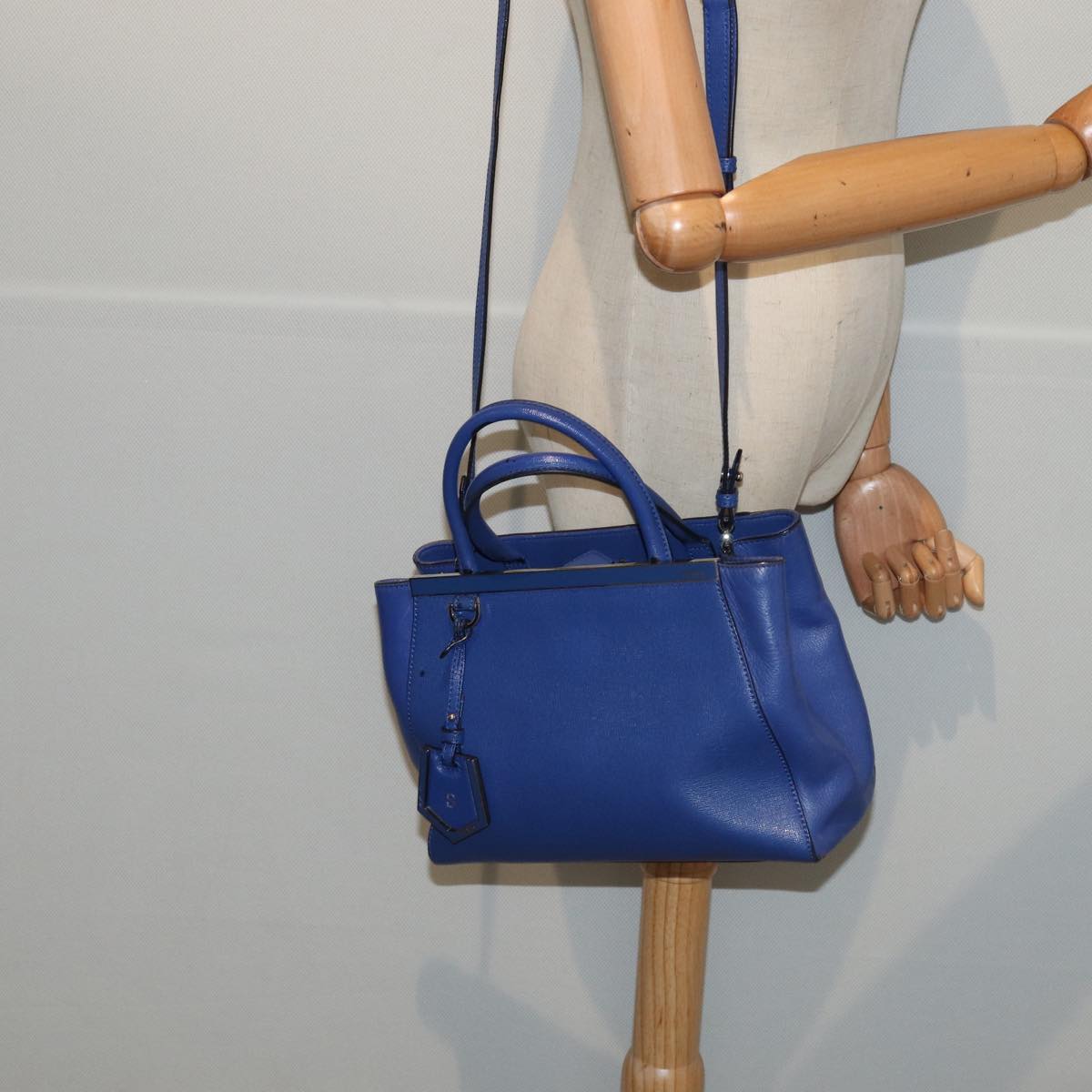 FENDI To joule Hand Bag Leather 2way Blue Auth 87435