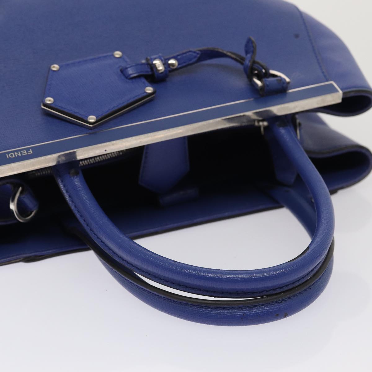 FENDI To joule Hand Bag Leather 2way Blue Auth 87435