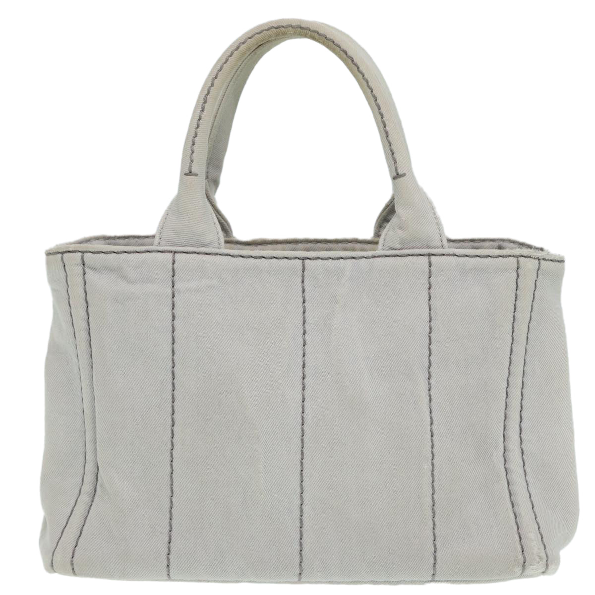 PRADA Canapa PM Hand Bag Canvas 2way Gray Silver Auth 87440 - 0