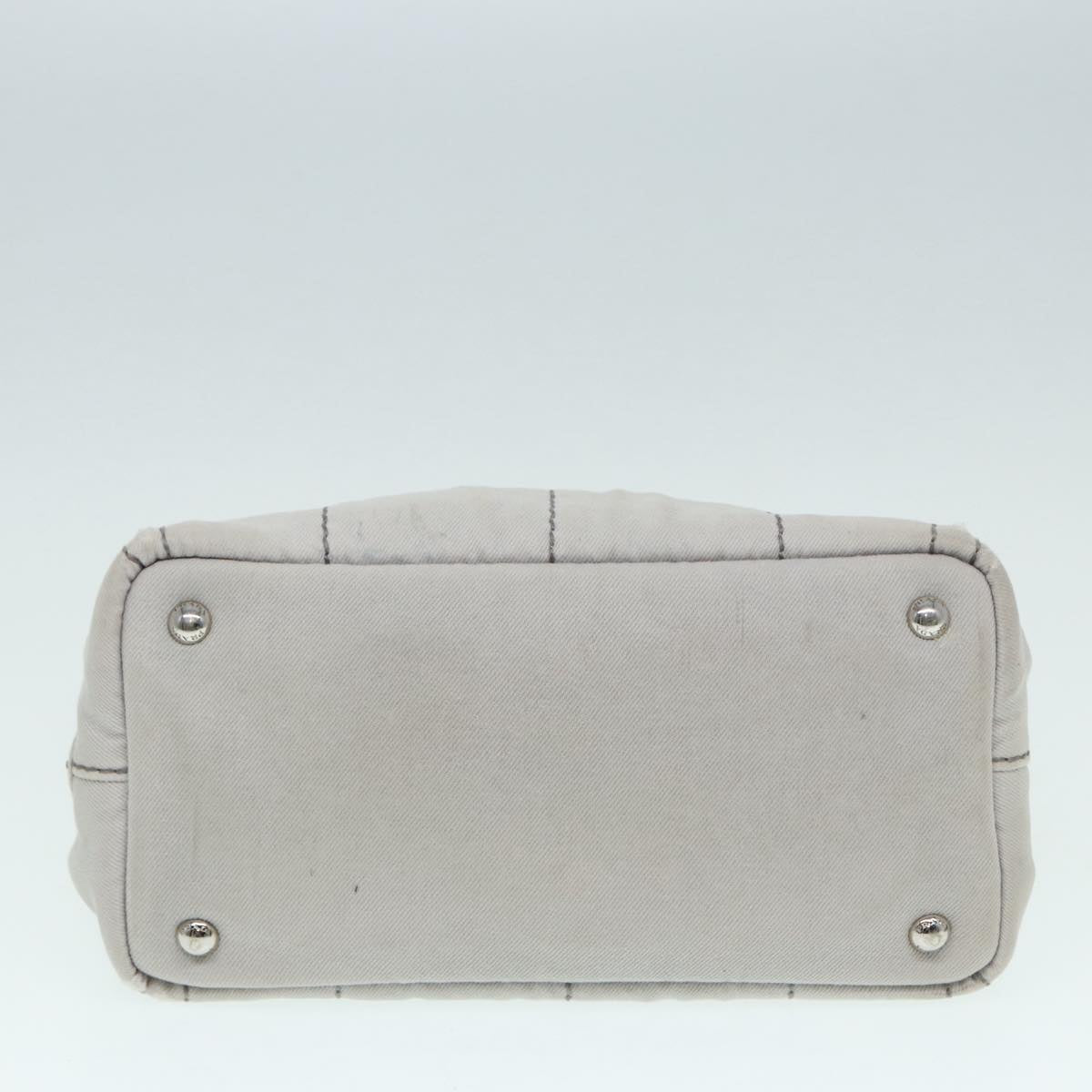 PRADA Canapa PM Hand Bag Canvas 2way Gray Silver Auth 87440