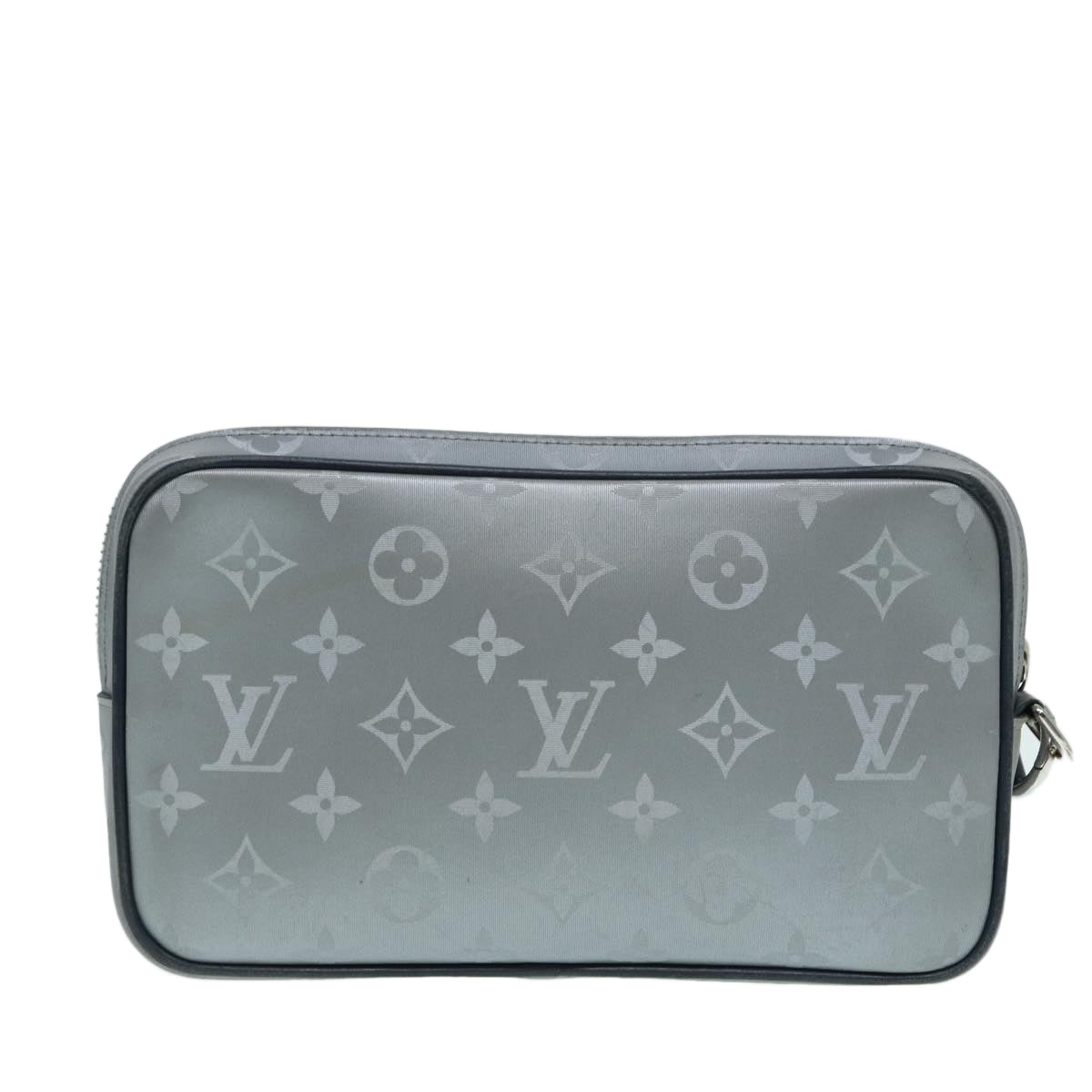 LOUIS VUITTON Monogram Satellite Alpha Clutch Bag Silver M44171 LV Auth 87443 - 0