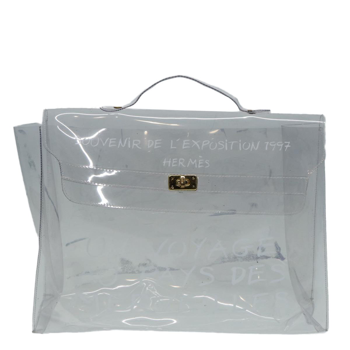 HERMES Vinyl Kelly Hand Bag Vinyl Clear Auth 87450 - 0