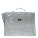 HERMES Vinyl Kelly Hand Bag Vinyl Clear Auth 87450-13
