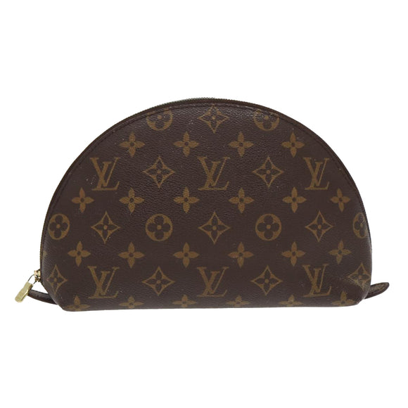 LOUIS VUITTON Monogram Trousse Demi Ronde Cosmetic Pouch M47520 LV Auth 87465