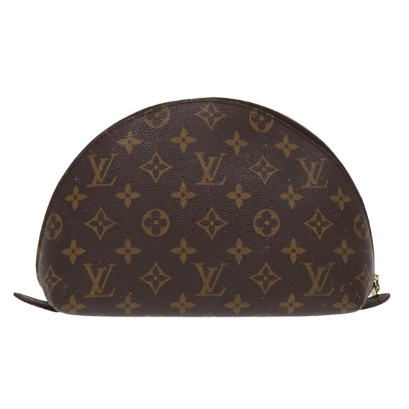 LOUIS VUITTON Monogram Trousse Demi Ronde Cosmetic Pouch M47520 LV Auth 87465