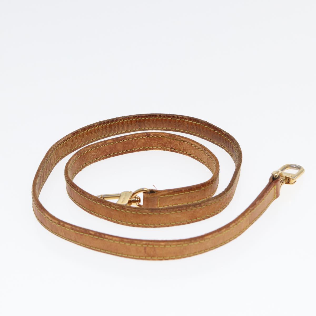 LOUIS VUITTON Shoulder Strap Leather 35.8"" Beige LV Auth 87468