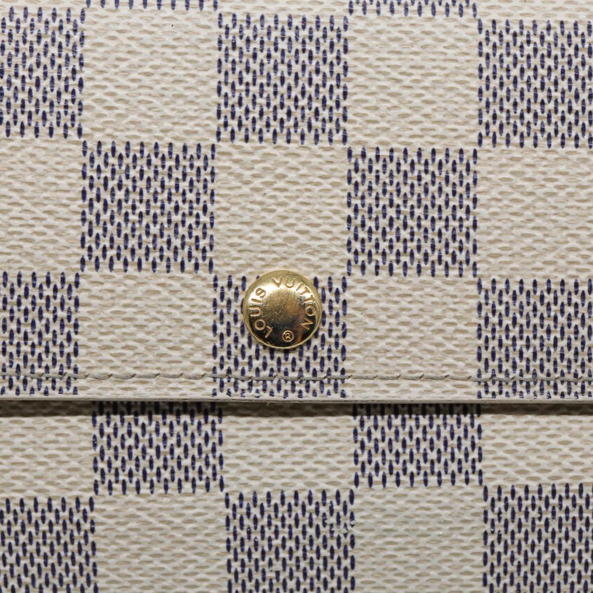 LOUIS VUITTON Damier Azur Portefeuille Sarah Long Wallet N63208 LV Auth 87471