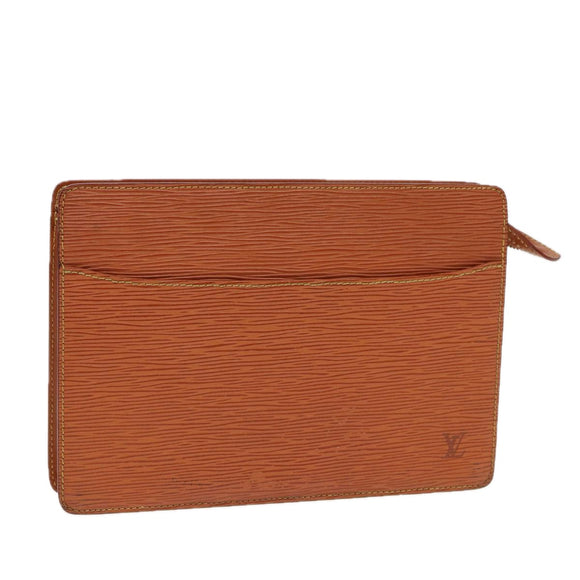 LOUIS VUITTON Epi Pochette Homme Clutch Handtasche Braun Zipangu Gold M52528 Auth 87493