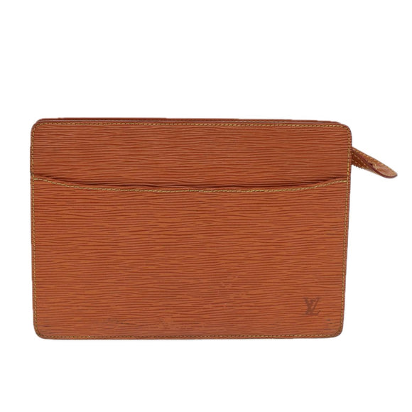 LOUIS VUITTON Epi Pochette Homme Clutch Handtasche Braun Zipangu Gold M52528 Auth 87493