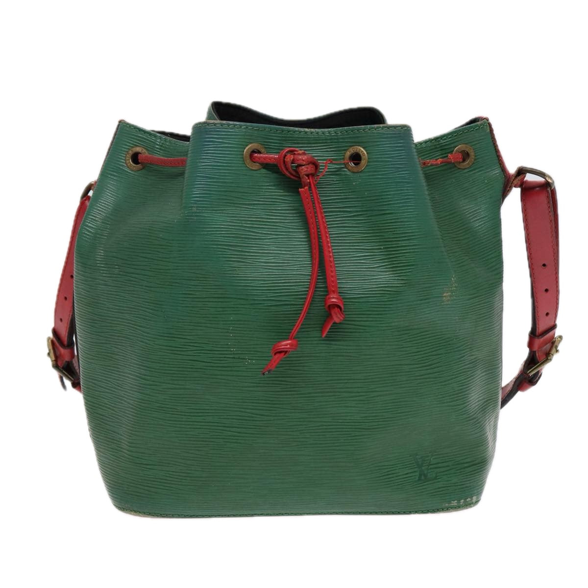 LOUIS VUITTON Epi Petit Noe Shoulder Bag Bicolor Green Red M44147 LV Auth 87503