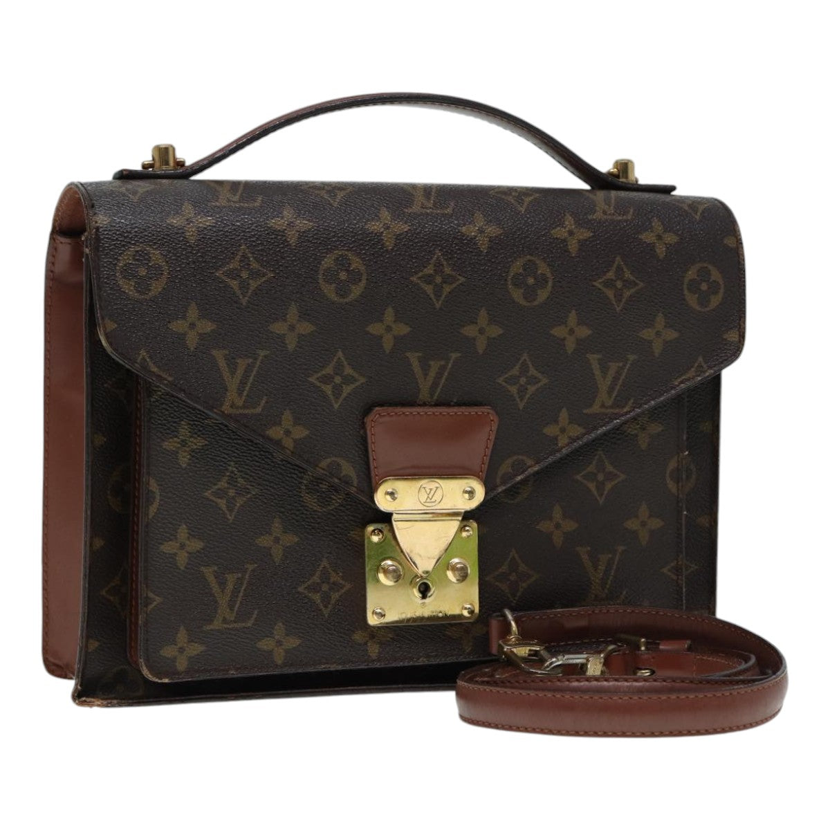 LOUIS VUITTON Monogram Monceau 28 Hand Bag 2way M51185 LV Auth 87562