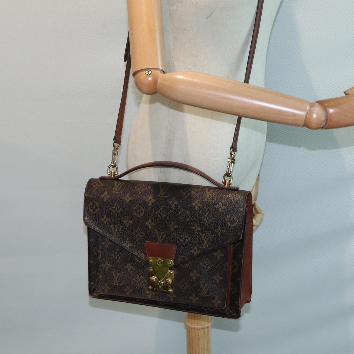 LOUIS VUITTON Monogram Monceau 28 Hand Bag 2way M51185 LV Auth 87562