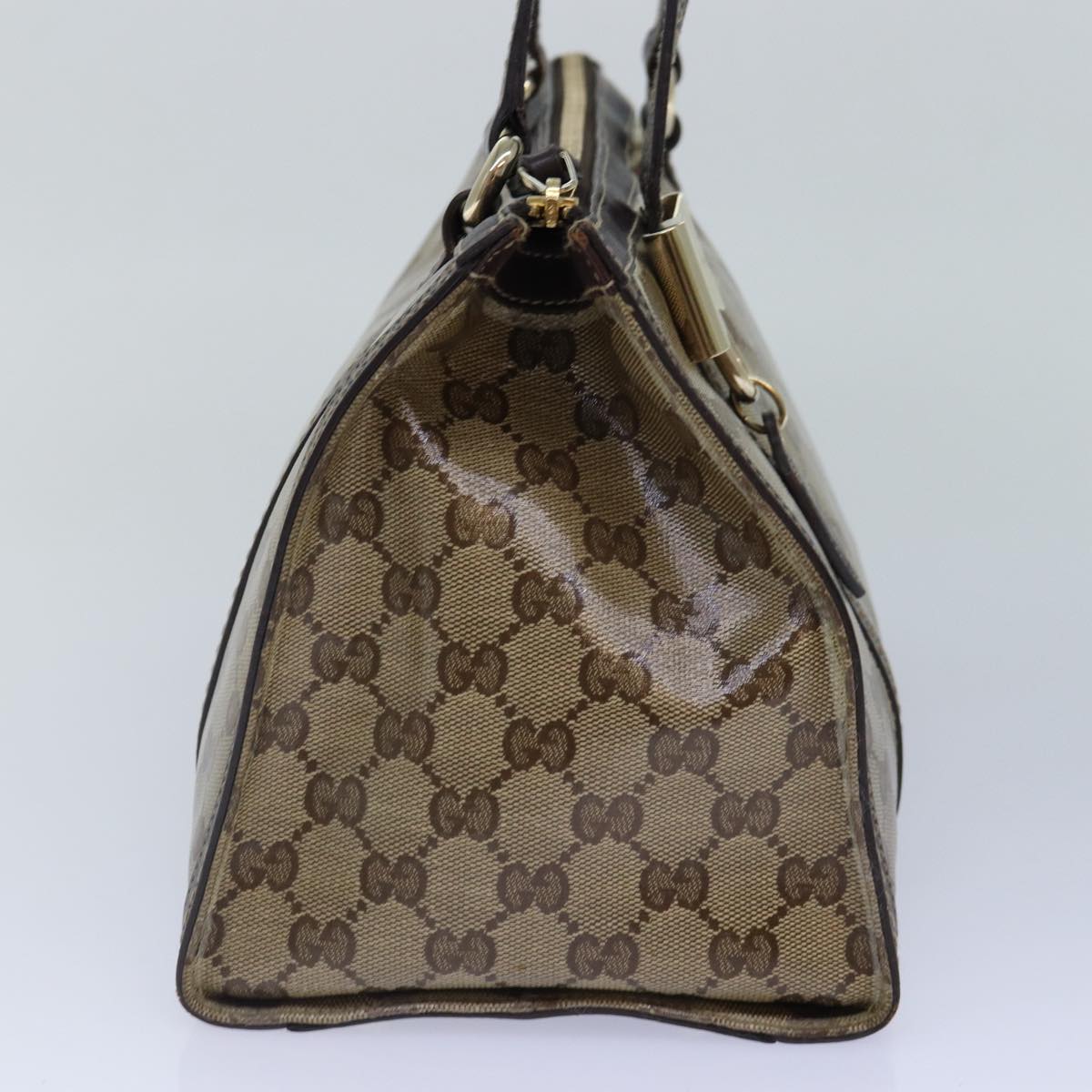 GUCCI GG Canvas Hand Bag Coated Canvas Beige Auth 87619