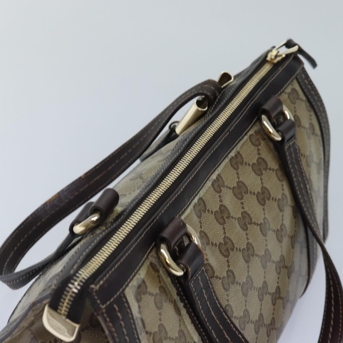 GUCCI GG Canvas Hand Bag Coated Canvas Beige Auth 87619