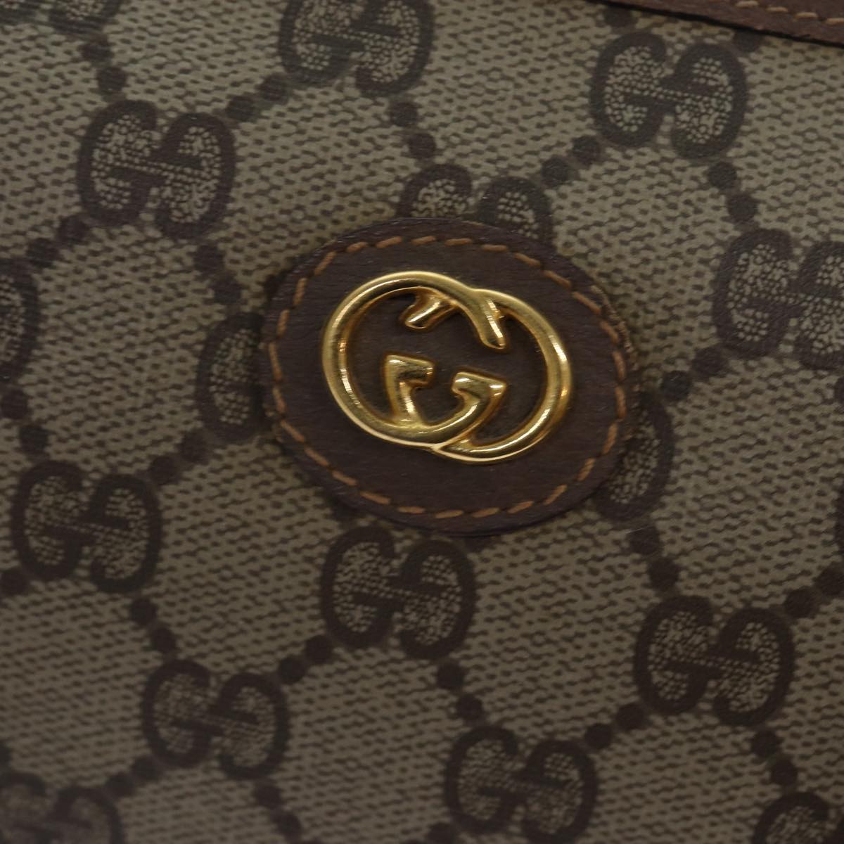 GUCCI GG Canvas Boston Bag PVC Leather Beige Auth 87620