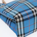BURBERRY Nova Check Tote Bag Nylon Blue Silver Auth 87633-14